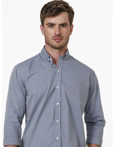 imagem de Camisa Manga Longa Work Vichy Cinza/Azul