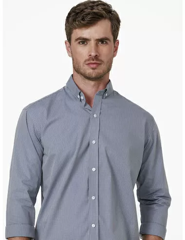 imagem de Camisa Manga Longa Work Vichy Cinza/Azul