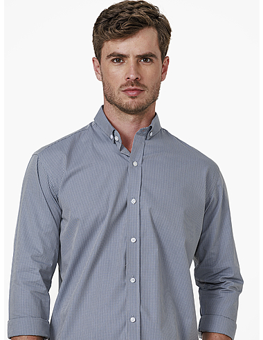 imagem de Camisa Manga Longa Work Vichy Cinza/Azul