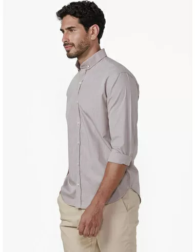 imagem de Camisa Manga Longa Work Xadrez Colors Khaki/Branco