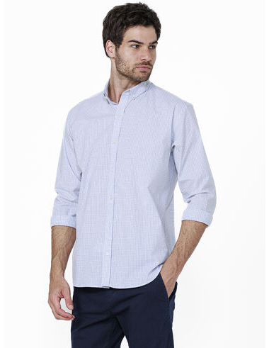 imagem de Camisa Manga Longa Work XD Span Boras Bco/Preto/Azul