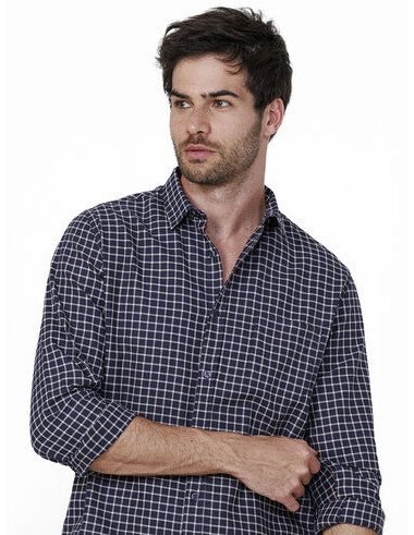 imagem de Camisa Manga Longa Xadrez Arzano Marinho/Areia