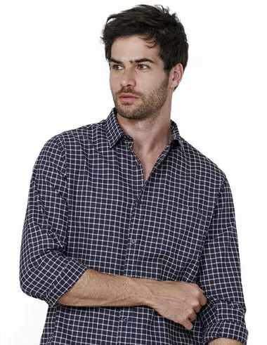 imagem de Camisa Manga Longa Xadrez Arzano Marinho/Areia