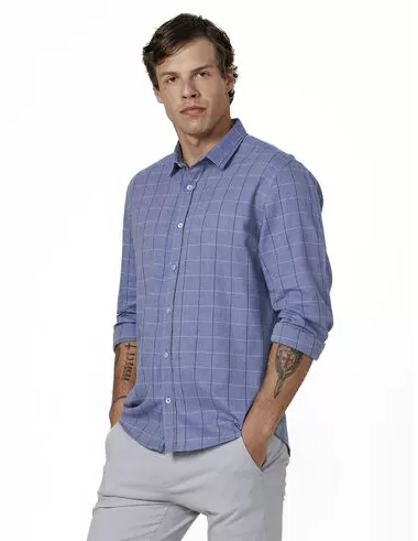 imagem de Camisa Manga Longa Xadrez Orthez Azul/Marinho