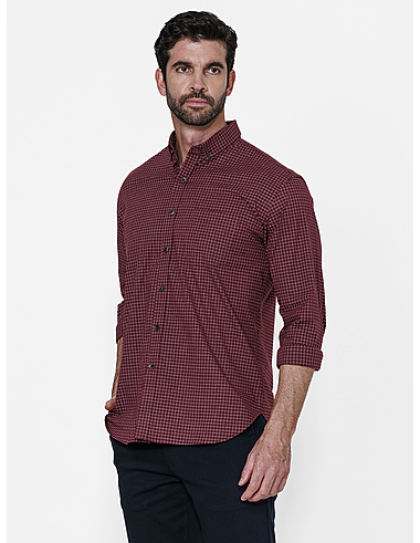 imagem de Camisa ML XD Span Hamar Vinho/Branco