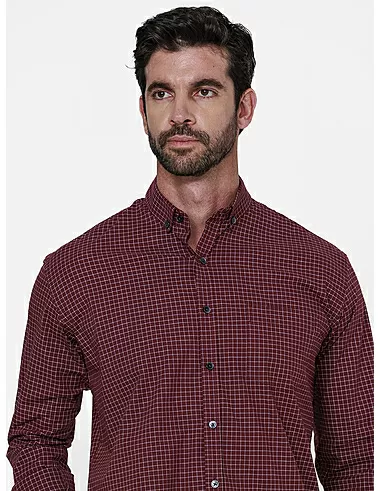 imagem de Camisa ML XD Span Hamar Vinho/Branco