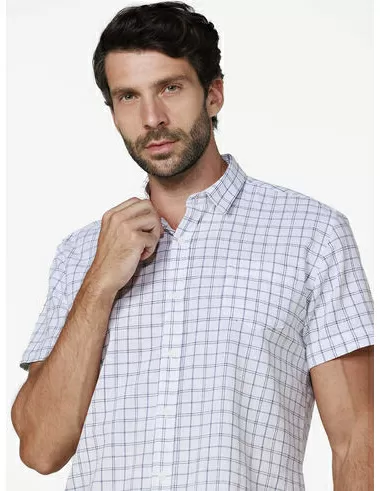 imagem de Camisa Slub Grid Colors Branco/Azul