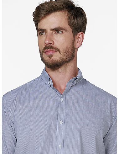 imagem de Camisa Tricoline Lt Otta Marinho/Branco