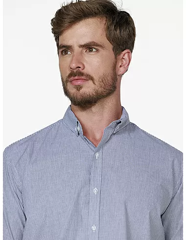 imagem de Camisa Tricoline Lt Otta Marinho/Branco