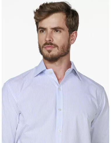 imagem de Camisa Tricoline Pompeia AZULCL./BRANCO