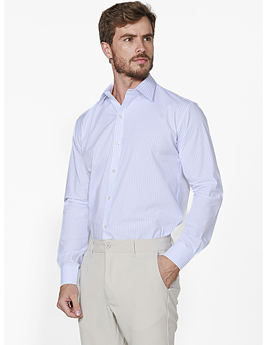 imagem de Camisa Tricoline Pompeia Azulcl./Branco