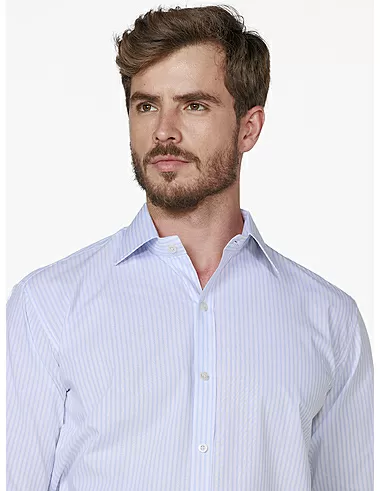 imagem de Camisa Tricoline Pompeia Azulcl./Branco