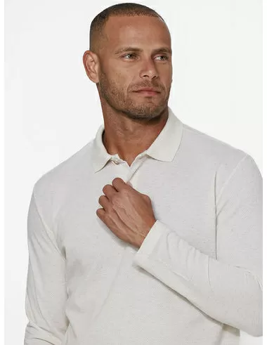 imagem de Polo Manga Longa Favo Linho Off White