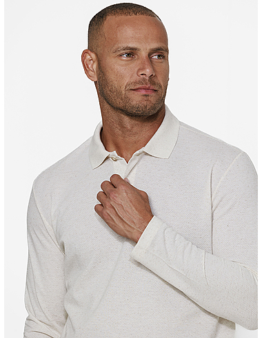 imagem de Polo Manga Longa Favo Linho Off White