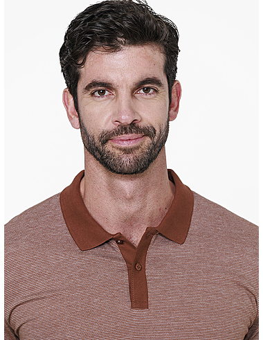 imagem de Polo Manga Longa Malha Dots  Marrom