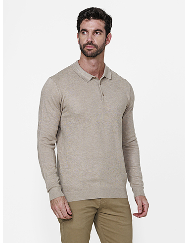 imagem de Polo Manga Longa Tricot Oslo  Castor Mescla