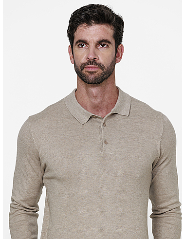 imagem de Polo Manga Longa Tricot Oslo  Castor Mescla