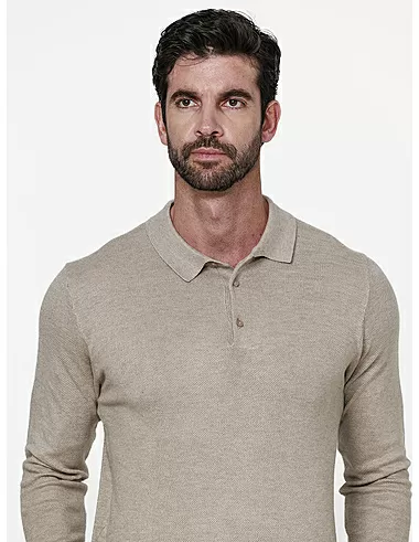 imagem de Polo Manga Longa Tricot Oslo Castor Mescla