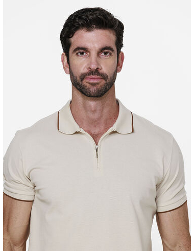 imagem de Polo Piquet Favo Zíper  Off White