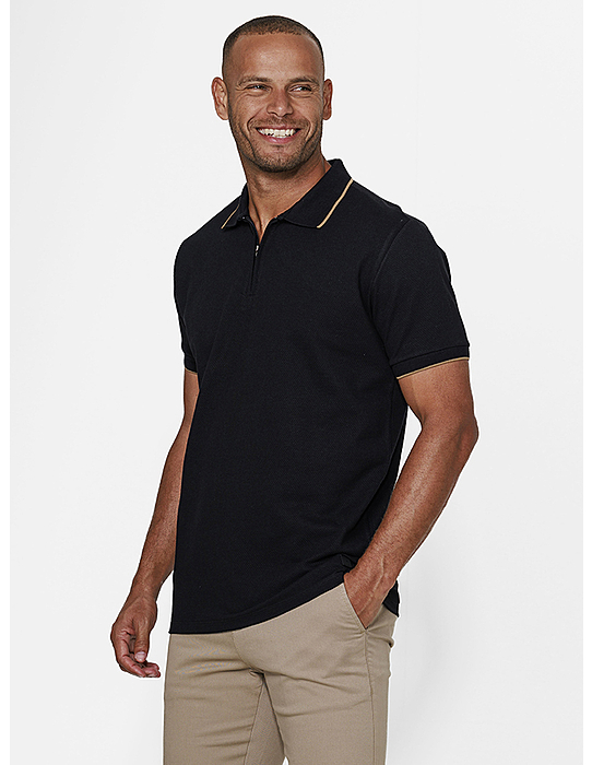 imagem de Polo Piquet Favo Zíper  Preto