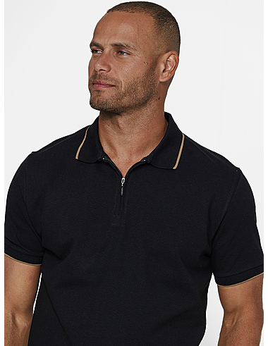 imagem de Polo Piquet Favo Zíper  Preto