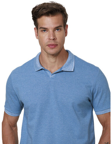 imagem de Polo Relax Piquet Moulinê Azul