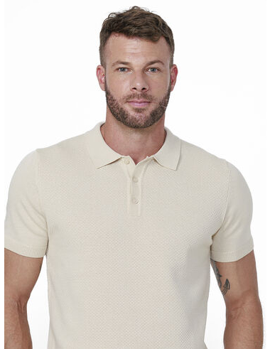 imagem de Polo Tricot Manga Curta Favo Areia