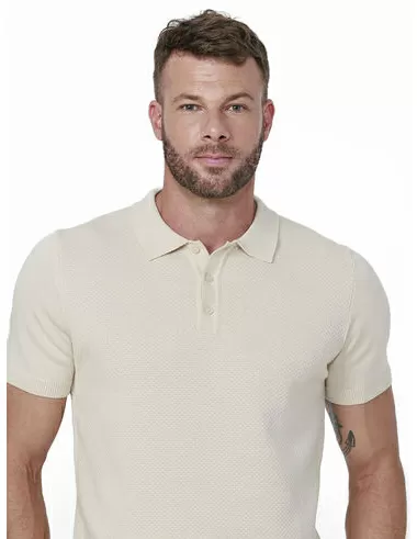 imagem de Polo Tricot Manga Curta Favo Areia
