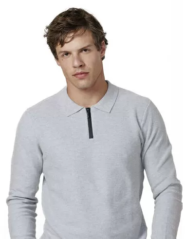 imagem de Polo Tricot Manga Longa Zíper Cinza Mescla