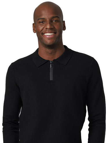 imagem de Polo Tricot Manga Longa Zíper Preto