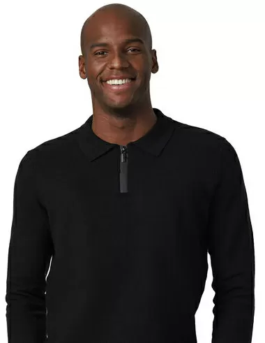 imagem de Polo Tricot Manga Longa Zíper Preto