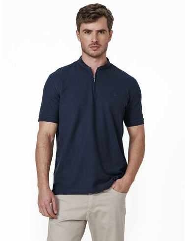 imagem de Polo Ziper Sport Azul Marinho