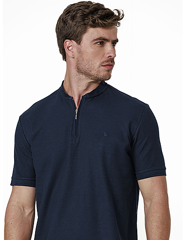 imagem de Polo Ziper Sport Azul Marinho