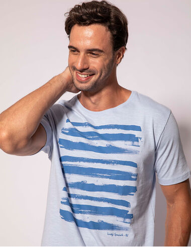imagem de T-shirt Aquarela Barras Azul Céu