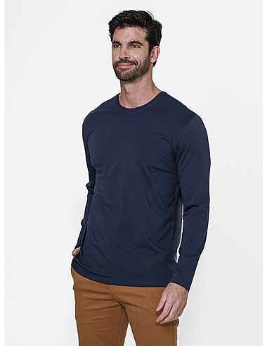 imagem de T-shirt  Manga Longa Pima  Marinho Profundo