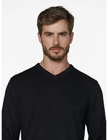 imagem de Tricot Gola V Noruega Preto