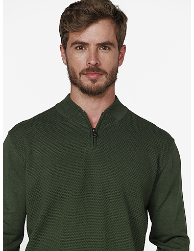 imagem de Tricot Zíper Piquet Letônia Verde Musgo